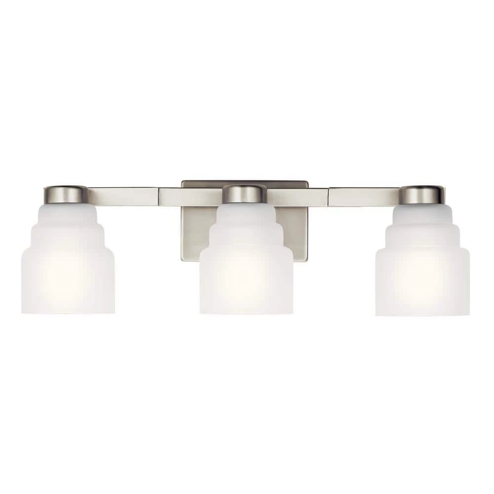 Vionnet 7 in. 3-Light Brushed Nickel Bathroom Vanity Light with Clear Glass Shade by KICHLER 6 Vionnet 7 in. 3-Light Brushed Nickel Bathroom Vanity Light with Clear Glass Shade by KICHLER - Image 4