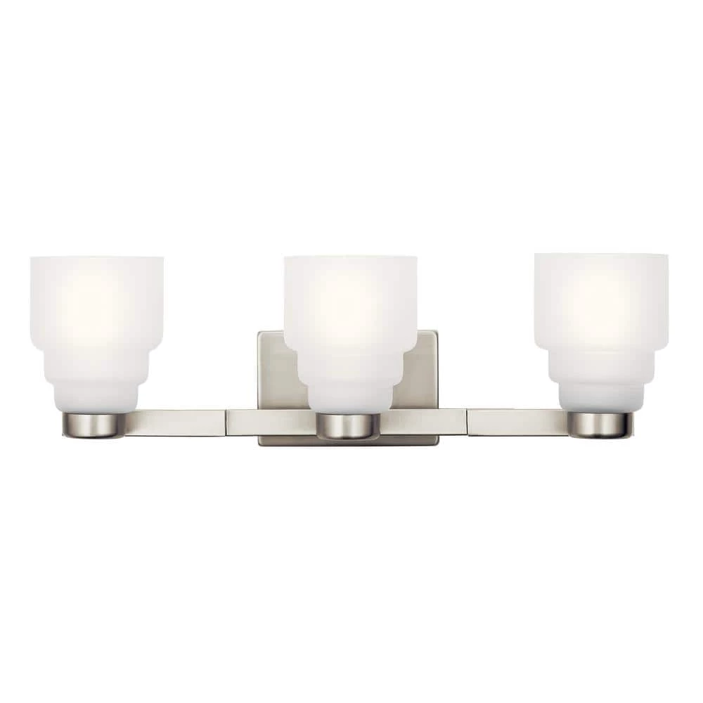 Vionnet 7 in. 3-Light Brushed Nickel Bathroom Vanity Light with Clear Glass Shade by KICHLER 5 Vionnet 7 in. 3-Light Brushed Nickel Bathroom Vanity Light with Clear Glass Shade by KICHLER - Image 3