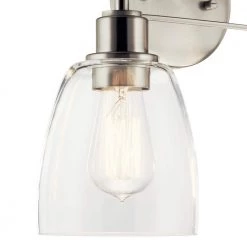 Meller 15.25 in. 2-Light Brushed Nickel Bathroom Vanity Light with Clear Glass by KICHLER -Kichler Sales brushed nickel kichler vanity lighting 55101ni 1f 1000