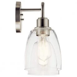 Meller 15.25 in. 2-Light Brushed Nickel Bathroom Vanity Light with Clear Glass by KICHLER -Kichler Sales brushed nickel kichler vanity lighting 55101ni 4f 1000