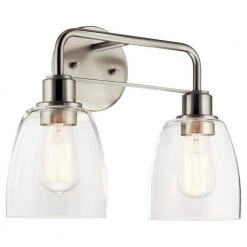 Meller 15.25 in. 2-Light Brushed Nickel Bathroom Vanity Light with Clear Glass by KICHLER