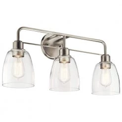Meller 24.25 in. 3-Light Brushed Nickel Bathroom Vanity Light with Clear Glass by KICHLER