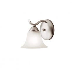 Dover 1-Light Brushed Nickel Bathroom Indoor Wall Sconce with Etched Seedy Glass Shade by KICHLER