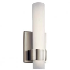 Izza 21-Watt Brushed Nickel Integrated LED Bathroom Indoor Wall Sconce with Frosted Glass Shade by KICHLER