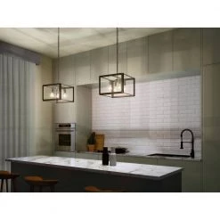 Chatwin 4-Light Brushed Nickel with Black Rectangular Pendant with Cube Shade by KICHLER -Kichler Sales brushed nickel with black kichler chandeliers 82387 44 1000