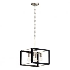 Chatwin 4-Light Brushed Nickel with Black Rectangular Pendant with Cube Shade by KICHLER