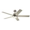 Maeve 52 in. Integrated LED Indoor Brushed Stainless Steel Downrod Mount Ceiling Fan with Light and Remote by KICHLER