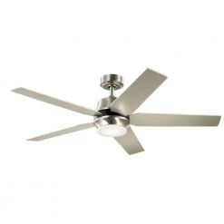 Maeve 52 in. Integrated LED Indoor Brushed Stainless Steel Downrod Mount Ceiling Fan with Light and Remote by KICHLER