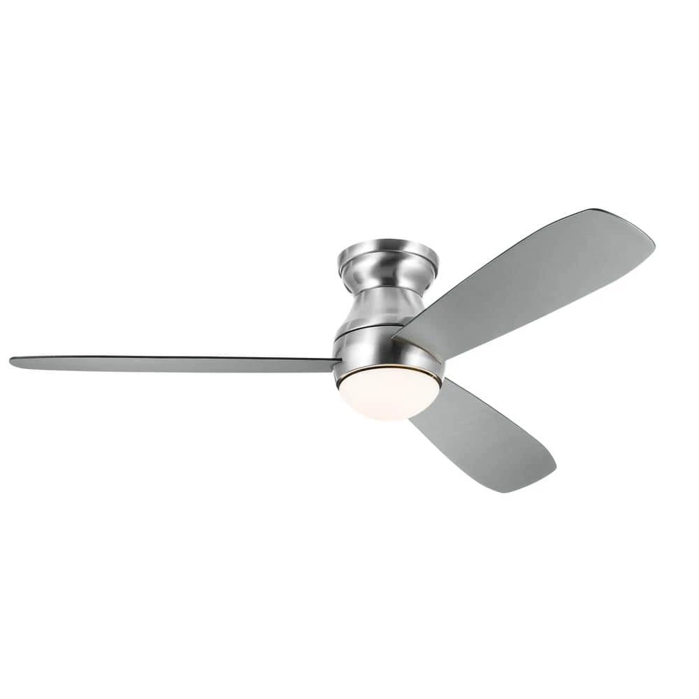 Bead 54 in. Integrated LED Indoor Brushed Stainless Steel Flush Mount Ceiling Fan with Remote by KICHLER 3 Bead 54 in. Integrated LED Indoor Brushed Stainless Steel Flush Mount Ceiling Fan with Remote by KICHLER