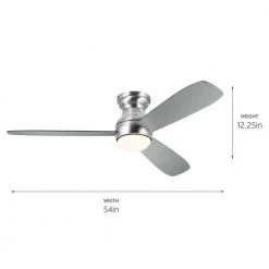 Bead 54 in. Integrated LED Indoor Brushed Stainless Steel Flush Mount Ceiling Fan with Remote by KICHLER 18 Bead 54 in. Integrated LED Indoor Brushed Stainless Steel Flush Mount Ceiling Fan with Remote by KICHLER -Kichler Sales brushed stainless steel kichler ceiling fans with lights 300315bss 76 1000