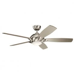 Geno 54 in. Integrated LED Indoor Brushed Stainless Steel Downrod Mount Ceiling Fan with Light Kit and Remote Control by KICHLER
