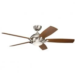 Geno 54 in. Integrated LED Indoor Brushed Stainless Steel Downrod Mount Ceiling Fan with Light Kit and Remote Control by KICHLER -Kichler Sales brushed stainless steel kichler ceiling fans with lights 330001bss c3 1000
