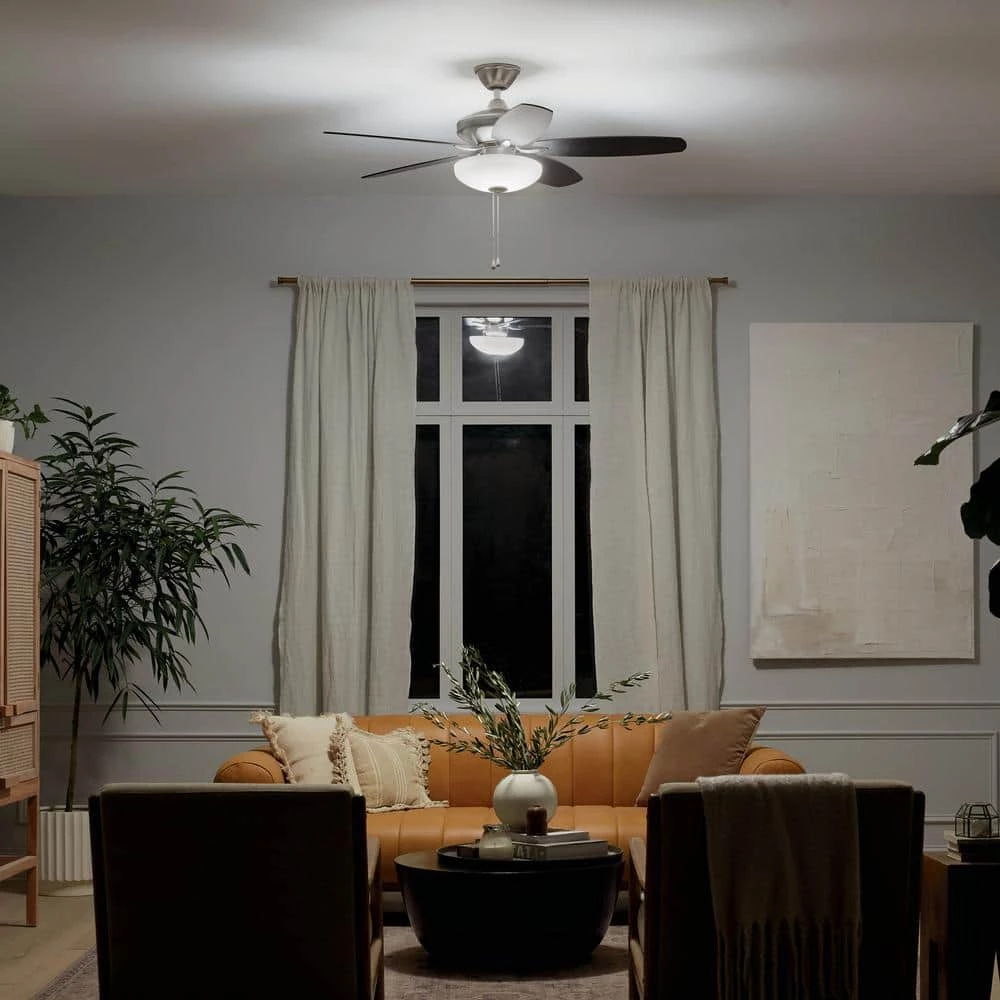 Renew Select 52 in. LED Indoor Brushed Stainless Steel Dual Mount Ceiling Fan with Pull Chain by KICHLER 4 Renew Select 52 in. LED Indoor Brushed Stainless Steel Dual Mount Ceiling Fan with Pull Chain by KICHLER - Image 2