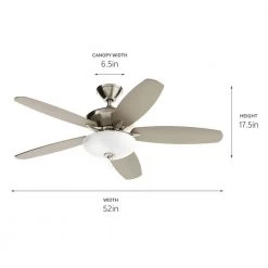 Renew Select 52 in. LED Indoor Brushed Stainless Steel Dual Mount Ceiling Fan with Pull Chain by KICHLER 16 Renew Select 52 in. LED Indoor Brushed Stainless Steel Dual Mount Ceiling Fan with Pull Chain by KICHLER -Kichler Sales brushed stainless steel kichler ceiling fans with lights 330161bss 1f 1000