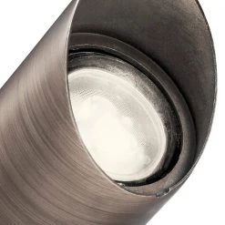 5 in. 12-Volt Centennial Brass Low Voltage Outdoor Weather Resistant Drop-In Spotlight with No Bulbs Included by KICHLER -Kichler Sales centennial brass kichler spotlights 15475cbr 1f 1000