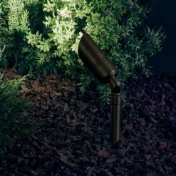 5 in. 12-Volt Centennial Brass Low Voltage Outdoor Weather Resistant Drop-In Spotlight with No Bulbs Included by KICHLER -Kichler Sales centennial brass kichler spotlights 15475cbr 31 1000