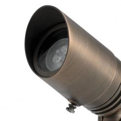 Adjustable Cowl 12-Volt Centennial Brass Low Voltage Outdoor Weather Resistant Drop-In Spotlight with No Bulbs Included by KICHLER -Kichler Sales centennial brass kichler spotlights 15485cbr 4f 1000