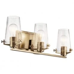Alton 24 in. 3-Light Champagne Bronze Bathroom Vanity Light with Clear Seeded Glass by KICHLER