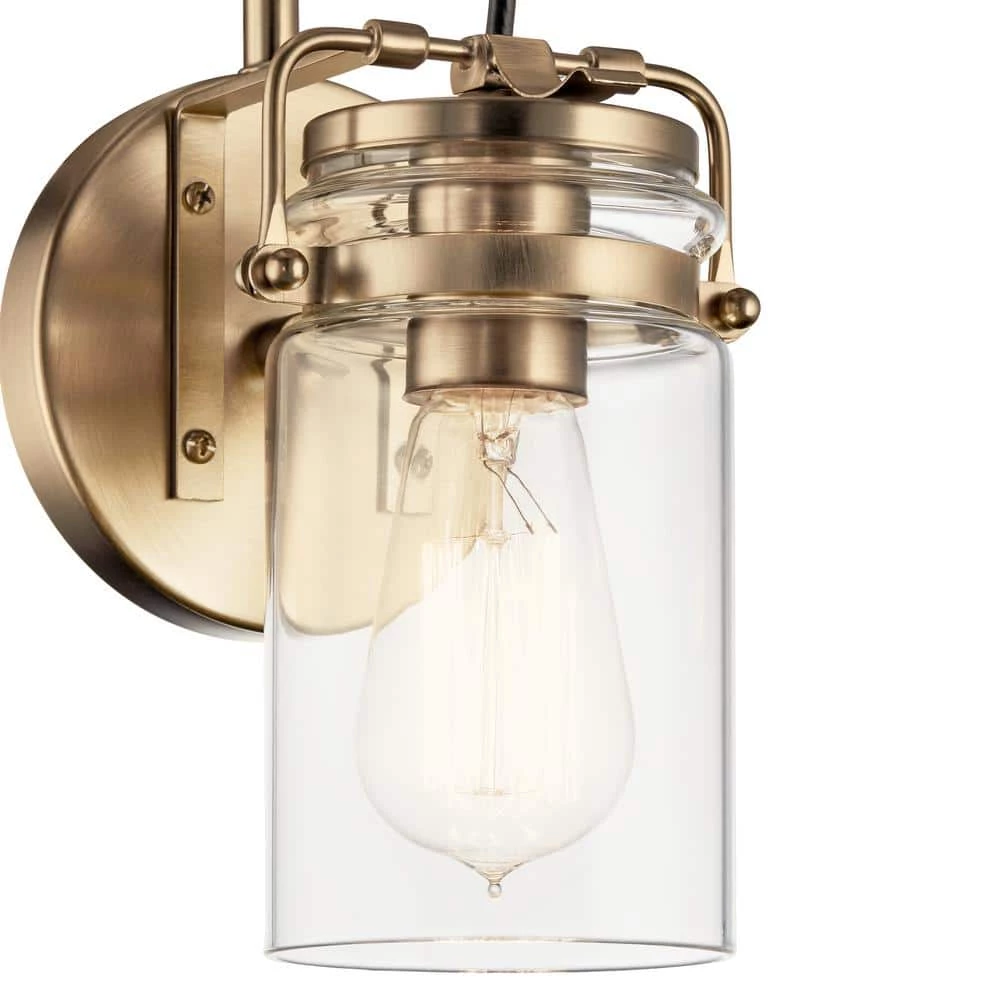 Brinley 1-Light Champagne Bronze Bathroom Indoor Wall Sconce with Clear Glass Shade by KICHLER 5 Brinley 1-Light Champagne Bronze Bathroom Indoor Wall Sconce with Clear Glass Shade by KICHLER - Image 3