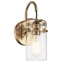 Brinley 1-Light Champagne Bronze Bathroom Indoor Wall Sconce with Clear Glass Shade by KICHLER