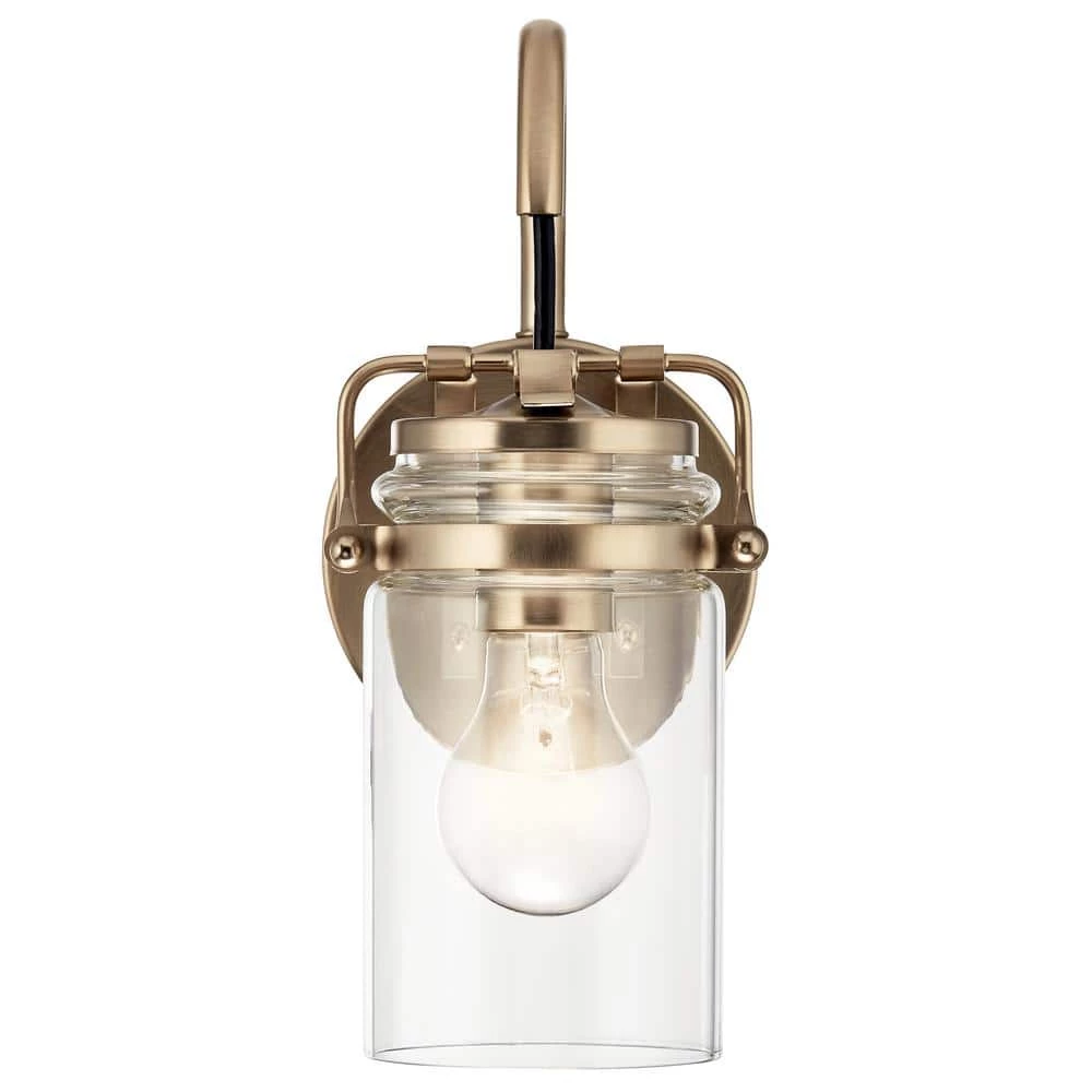 Brinley 1-Light Champagne Bronze Bathroom Indoor Wall Sconce with Clear Glass Shade by KICHLER 4 Brinley 1-Light Champagne Bronze Bathroom Indoor Wall Sconce with Clear Glass Shade by KICHLER - Image 2