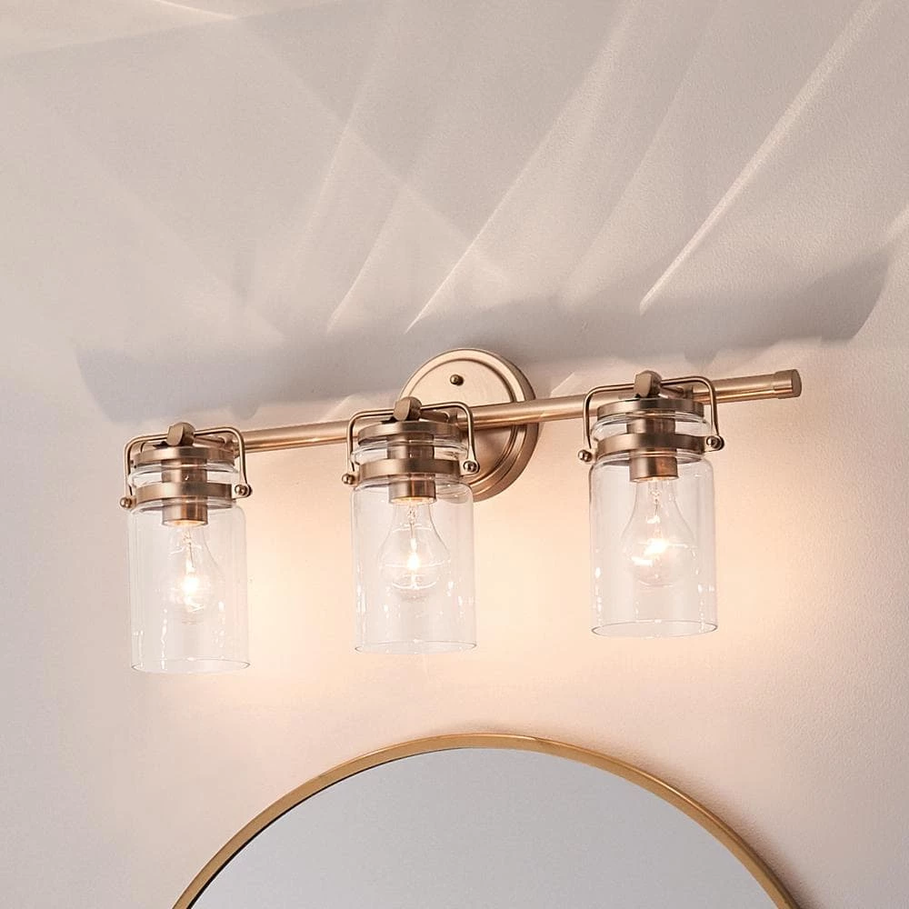 Brinley 24 in. 3-Light Champagne Bronze Bathroom Vanity Light with Clear Glass by KICHLER 10 Brinley 24 in. 3-Light Champagne Bronze Bathroom Vanity Light with Clear Glass by KICHLER - Image 8