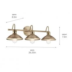 Clyde 26.5 in. 3-Light Champagne Bronze Bathroom Vanity Light by KICHLER -Kichler Sales champagne bronze kichler vanity lighting 45945cpz 66 1000