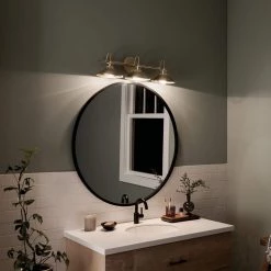 Clyde 26.5 in. 3-Light Champagne Bronze Bathroom Vanity Light by KICHLER -Kichler Sales champagne bronze kichler vanity lighting 45945cpz fa 1000