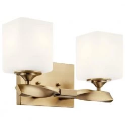 Marette 13.5 in. 2-Light Champagne Bronze Bathroom Vanity Light with Satin Etched Cased Opal Glass by KICHLER