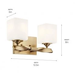 Marette 13.5 in. 2-Light Champagne Bronze Bathroom Vanity Light with Satin Etched Cased Opal Glass by KICHLER -Kichler Sales champagne bronze kichler vanity lighting 55001cpz fa 1000