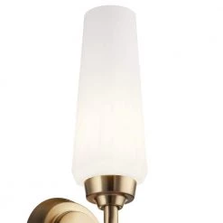 Truby 11.5 in. 1-Light Champagne Bronze Bathroom Indoor Wall Sconce with Satin Etched Cased Opal Glass by KICHLER -Kichler Sales champagne bronze kichler vanity lighting 55073cpz 1f 1000