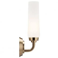 Truby 11.5 in. 1-Light Champagne Bronze Bathroom Indoor Wall Sconce with Satin Etched Cased Opal Glass by KICHLER -Kichler Sales champagne bronze kichler vanity lighting 55073cpz 4f 1000