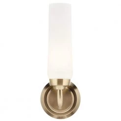 Truby 11.5 in. 1-Light Champagne Bronze Bathroom Indoor Wall Sconce with Satin Etched Cased Opal Glass by KICHLER -Kichler Sales champagne bronze kichler vanity lighting 55073cpz c3 1000
