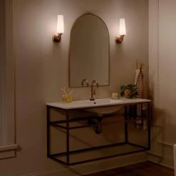 Truby 11.5 in. 1-Light Champagne Bronze Bathroom Indoor Wall Sconce with Satin Etched Cased Opal Glass by KICHLER -Kichler Sales champagne bronze kichler vanity lighting 55073cpz fa 1000