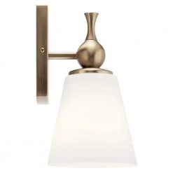Cosabella 6 in. 1-Light Champagne Bronze Bathroom Indoor Wall Sconce with Satin Etched Cased Opal Glass by KICHLER -Kichler Sales champagne bronze kichler vanity lighting 55090cpz 4f 1000