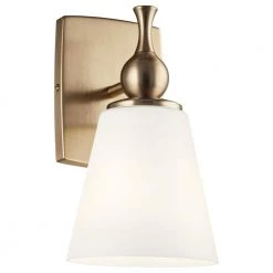Cosabella 6 in. 1-Light Champagne Bronze Bathroom Indoor Wall Sconce with Satin Etched Cased Opal Glass by KICHLER