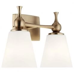 Cosabella 15 in. 2-Light Champagne Bronze Bathroom Vanity Light with Satin Etched Cased Opal Glass by KICHLER