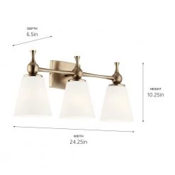 Cosabella 24 in. 3-Light Champagne Bronze Bathroom Vanity Light with Satin Etched Cased Opal Glass by KICHLER -Kichler Sales champagne bronze kichler vanity lighting 55092cpz fa 1000