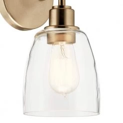 Meller 11.25 in. 1-Light Champagne Bronze Bathroom Indoor Wall Sconce with Clear Glass by KICHLER -Kichler Sales champagne bronze kichler vanity lighting 55100cpz 1f 1000