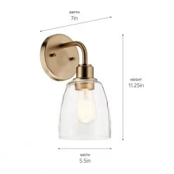 Meller 11.25 in. 1-Light Champagne Bronze Bathroom Indoor Wall Sconce with Clear Glass by KICHLER -Kichler Sales champagne bronze kichler vanity lighting 55100cpz 44 1000