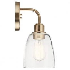Meller 11.25 in. 1-Light Champagne Bronze Bathroom Indoor Wall Sconce with Clear Glass by KICHLER -Kichler Sales champagne bronze kichler vanity lighting 55100cpz 4f 1000
