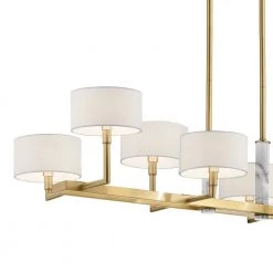 Laurent 8-Light Champagne Gold Mid-Century Modern Dining Room Linear Chandelier with White Fabric Shade by KICHLER 10 Laurent 8-Light Champagne Gold Mid-Century Modern Dining Room Linear Chandelier with White Fabric Shade by KICHLER -Kichler Sales champagne gold kichler chandeliers 52054cg 4f 1000