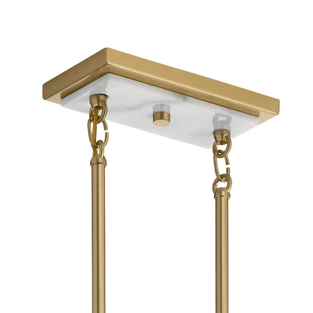 Laurent 8-Light Champagne Gold Mid-Century Modern Dining Room Linear Chandelier with White Fabric Shade by KICHLER 8 Laurent 8-Light Champagne Gold Mid-Century Modern Dining Room Linear Chandelier with White Fabric Shade by KICHLER - Image 6