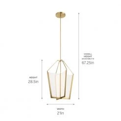 Calters 28.5 in. Integrated LED Champagne Gold Foyer Contemporary Kitchen Pendant Hanging Light by KICHLER -Kichler Sales champagne gold kichler chandeliers 52292cgled 1f 1000