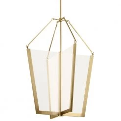 Calters 28.5 in. Integrated LED Champagne Gold Foyer Contemporary Kitchen Pendant Hanging Light by KICHLER -Kichler Sales champagne gold kichler chandeliers 52292cgled e1 1000