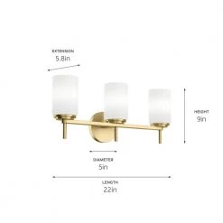 Zagara 22 in. 3-Light Champagne Gold Vanity Light with Satin Etched Cased Opal Glass Shades by KICHLER -Kichler Sales champagne gold kichler vanity lighting 37531 1f 1000