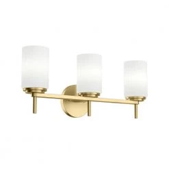 Zagara 22 in. 3-Light Champagne Gold Vanity Light with Satin Etched Cased Opal Glass Shades by KICHLER
