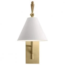 Finnick 20 in. 1-Light Champagne Gold and Natural Maple Bathroom Indoor Wall Sconce with White Shade by KICHLER -Kichler Sales champagne gold kichler wall sconces 52339cg c3 1000