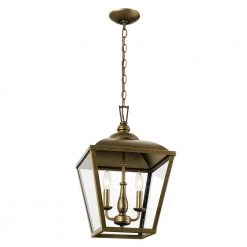 Dame 2-Light Character Bronze Vintage Lantern Foyer Pendant Hanging Light with Clear Glass by KICHLER
