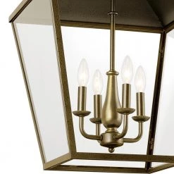 Dame 4-Light Character Bronze Vintage Lantern Foyer Pendant Hanging Light with Clear Glass by KICHLER -Kichler Sales character bronze kichler chandeliers 52475chz 4f 1000